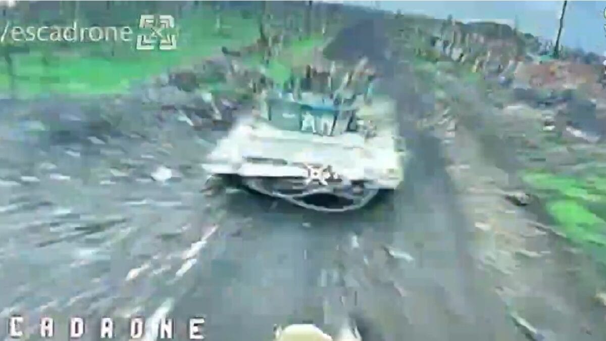 Kamikaze Drone Attack on Russian T-72. Image Credit: Twitter.