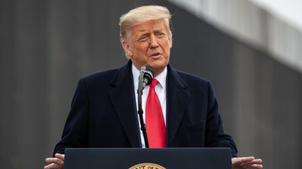 President Donald J. Trump delivers remarks at the 450th mile of the new border wall Tuesday, Jan. 12, 2021, near the Texas Mexico border. (Official White House Photo by Shealah Craighead)