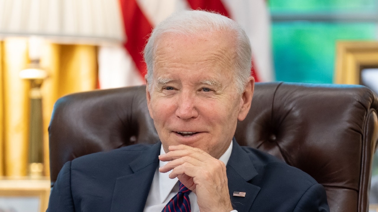 President Joe Biden talks on the phone with President Andrés Manuel López Obrador of Mexico, Tuesday, May 9, 2023, in the Oval Office of the White House. (Official White House Photo by Adam Schultz)