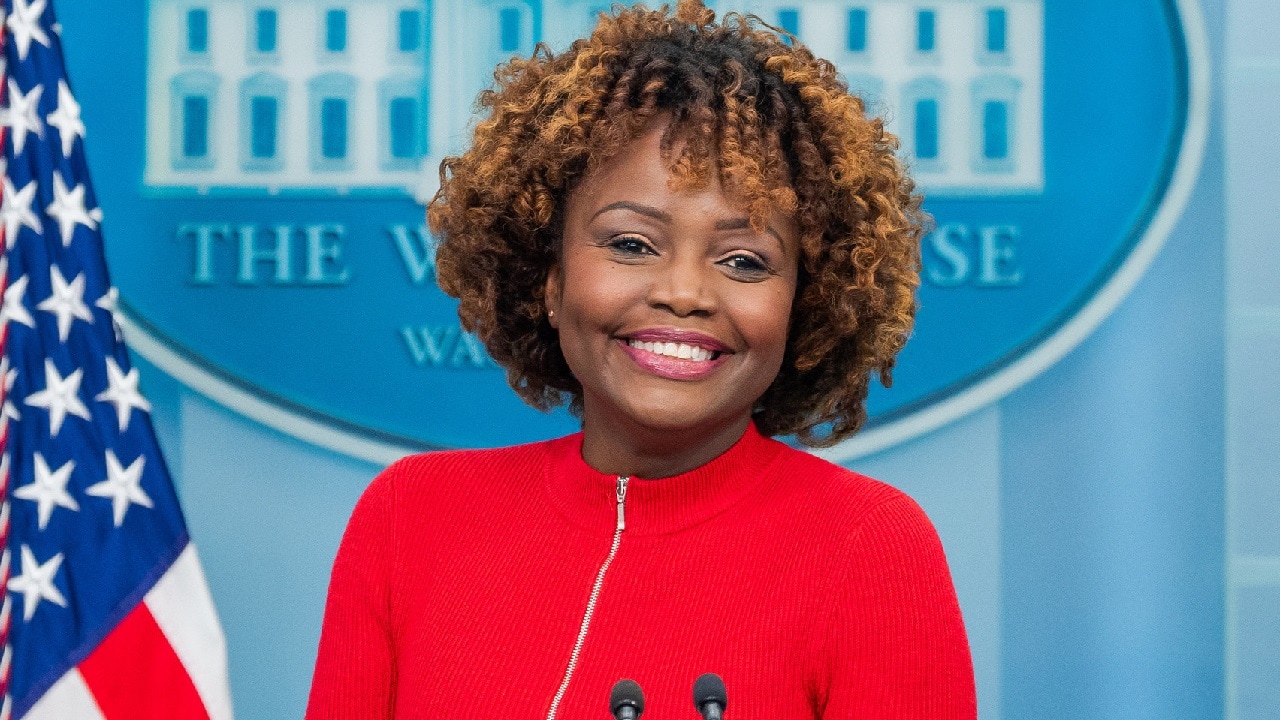 Press Secretary Karine Jean-Pierre holds a press briefing February 13, 2023, in the James S. Brady Press Briefing Room of the White House. (Official White House Photo by Cameron Smith)