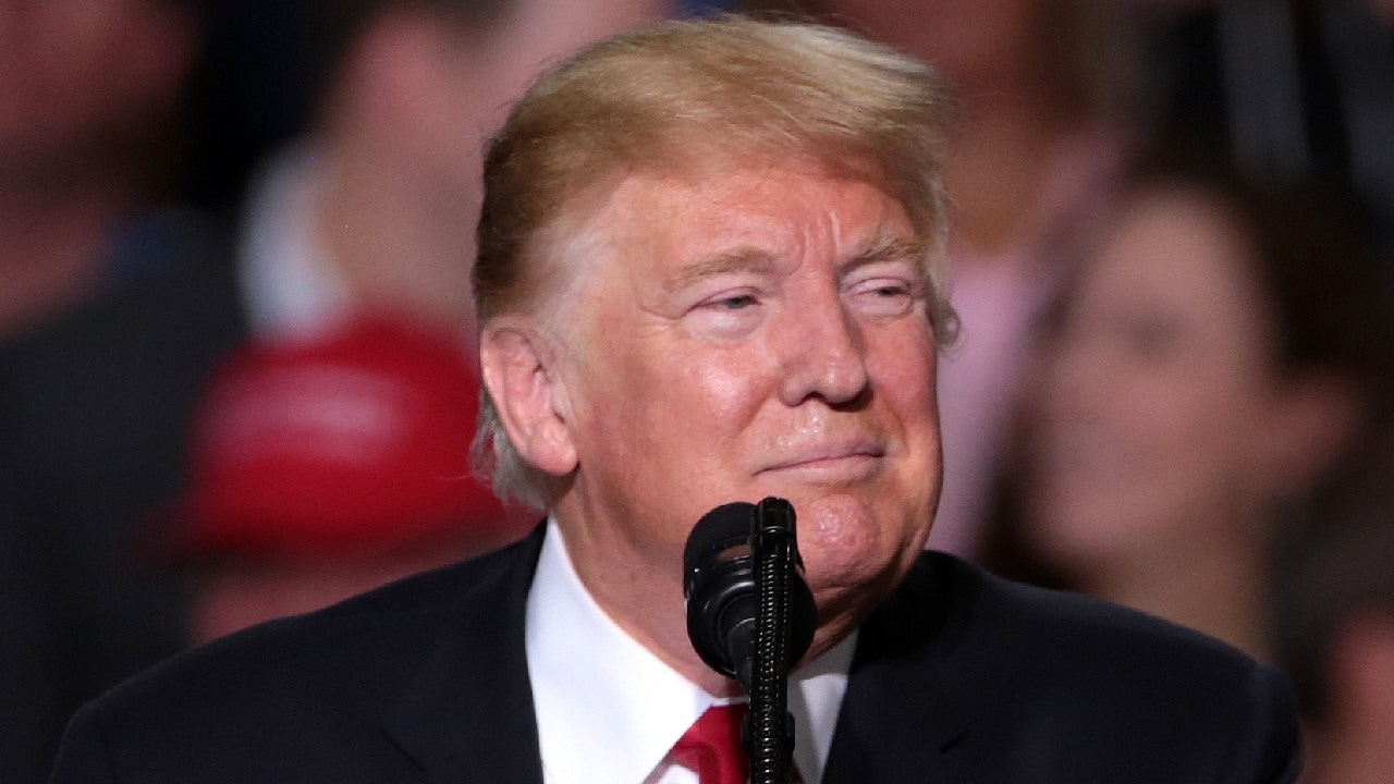 President of the United States Donald Trump speaking with supporters at a Make America Great Again campaign rally at International Air Response Hangar at Phoenix-Mesa Gateway Airport in Mesa, Arizona. By Gage Skidmore.