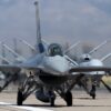 Forty-nine F-16 Vipers and MQ-9 Reapers assigned to the 49th Wing line up on the runway during an elephant walk at Holloman Air Force Base, New Mexico, April 21, 2023. The 49th Wing is the Air Force’s largest F-16 and MQ-9 formal training unit, building combat aircrew pilots and sensor operators ready for any future conflicts. (U.S. Air Force photo by Tech. Sgt. Victor J. Caputo)