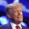 Former President of the United States Donald Trump speaking with attendees at the 2023 Turning Point Action Conference at the Palm Beach County Convention Center in West Palm Beach, Florida. By Gage Skidmore.