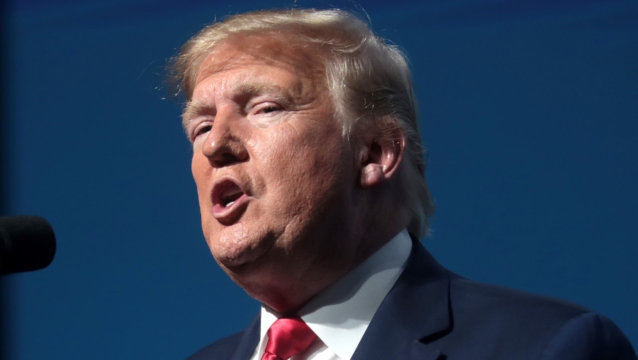 President of the United States Donald Trump speaking with attendees at the 2019 Student Action Summit hosted by Turning Point USA at the Palm Beach County Convention Center in West Palm Beach, Florida. By Gage Skidmore.