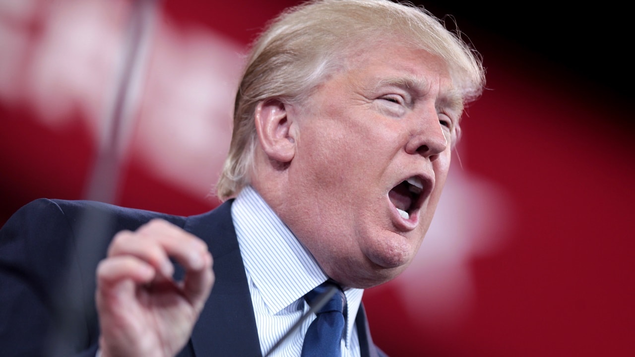 Donald Trump speaking at the 2015 Conservative Political Action Conference (CPAC) in National Harbor, Maryland. By Gage Skidmore.