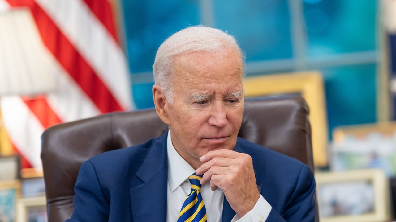 President Joe Biden participates in a phone call with Jewish faith leaders to commemorate the high holidays, Thursday, September 14, 2023, in the Oval Office. (Official White House Photo by Adam Schultz)