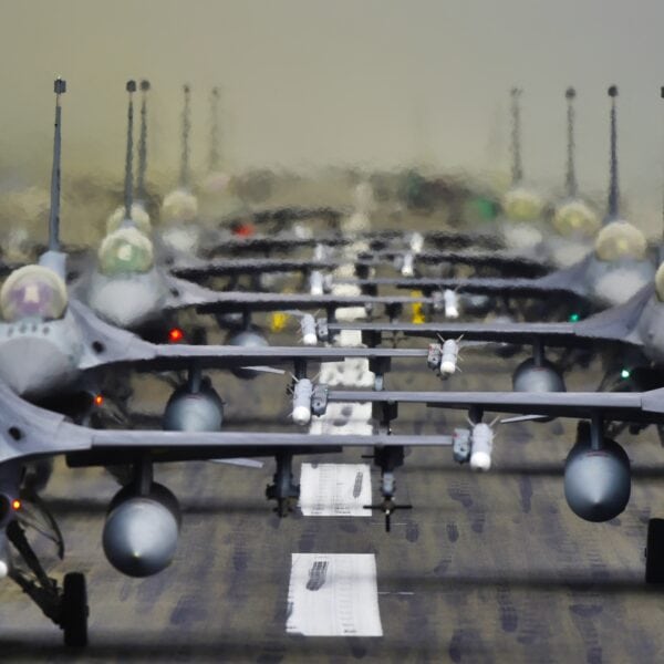F-16 Fighter in a Elephant Walk
