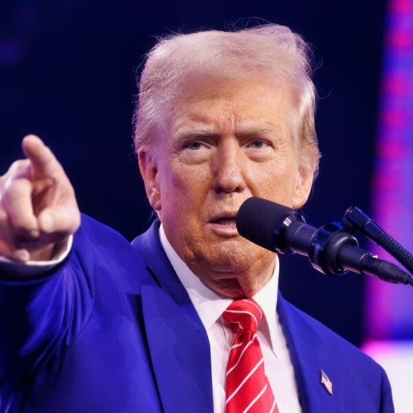 President-elect of the United States Donald Trump speaking with attendees at the 2024 AmericaFest at the Phoenix Convention Center in Phoenix, Arizona.
