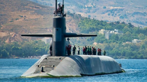 190907-N-UR565-0660NAVAL SUPPORT ACTIVITY SOUDA BAY, Greece (Sept. 7, 2019) The Ohio-class cruise missile submarine USS Florida (SSGN 728) arrives in Souda Bay, Greece, for a scheduled port visit, Sept. 7, 2019. NSA Souda Bay is an operational ashore base that enables U.S., allied, and partner nation forces to be where they are needed and when they are needed to ensure security and stability in Europe, Africa, and Southwest Asia. (Photo by Joel Diller/Released)