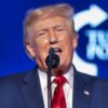 Former President of the United States Donald Trump speaking with attendees at the 2022 Student Action Summit at the Tampa Convention Center in Tampa, Florida.