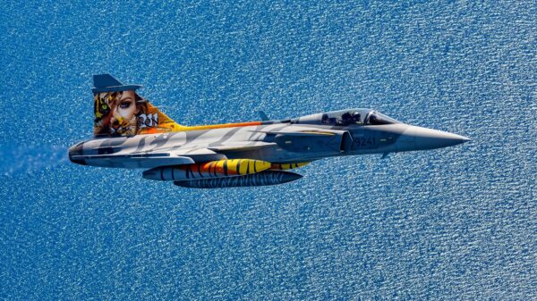 JAS 39 Gripen over the Ocean