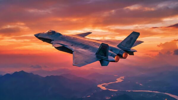 China's J-20 Stealth Fighter in the Sunset