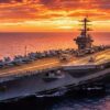 Nimitz-Class Aircraft Carrier in the Sunset