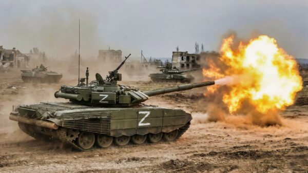 T-90M Tank Firing Russian Army