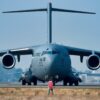 Multiple C-17 Globemaster III's participate in an elephant walk during Exercise Mobility Guardian, Aug. 2, 2017, at Joint Base Lewis-McChord, Wash. More than 3,000 Airmen, Soldiers, Sailors, Marines and international partners converged on the state of Washington in support of Mobility Guardian. The exercise is intended to test the abilities of the Mobility Air Forces to execute rapid global mobility missions in dynamic, contested environments. Mobility Guardian is Air Mobility Command's premier exercise, providing an opportunity for the Mobility Air Forces to train with joint and international partners in airlift, air refueling, aeromedical evacuation and mobility support. The exercise is designed to sharpen Airmen’s skills in support of combatant commander requirements. (U.S. Air Force photo by Senior Airman Ericka Engblom)