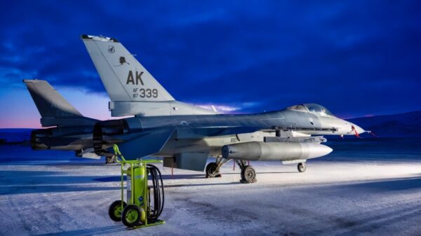 F-16 Fighting Falcon aircraft assigned to the 18th Fighter Interceptor Squadron from Eielson Air Force Base, Alaska, are placed on the flightline during Operation NOBLE DEFENDER at Pittufik Space Base, Greenland, Jan. 29, 2025. Operation NOBLE DEFENDER is an air defense operation under the direction of the North American Aerospace Defense Command designed to demonstrate the command’s ability to defend the approaches of North America from current and future threats while integrating across domains with partners and allies. NORAD routinely conducts sustained, dispersed operations in defense of North America through one or all three NORAD regions, include Alaska, Canada and the continental U.S. (U.S. Air Force photo by Tech. Sgt. Christopher Ruano)