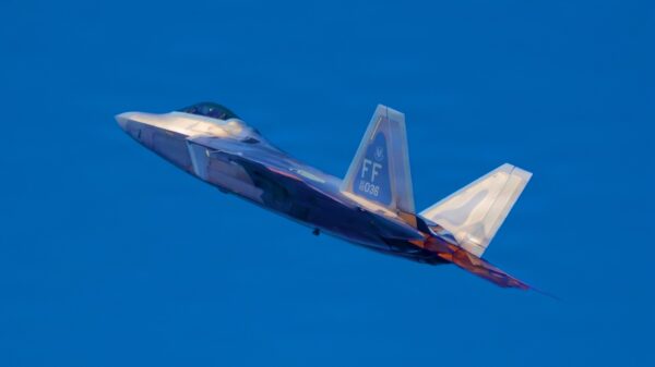 U.S. Air Force Capt. Samuel “RaZZ” Larson, F-22 Raptor Aerial Demonstration Team pilot and commander, performs during FIDAE 2024, Santiago, Chile, April 4th, 2024. The F-22 Raptor Aerial Demonstration showcases the unmatched maneuverability of the airframe by executing a series of combat maneuvers to inspire Americans and their allies, and deter foreign adversaries. (U.S. Air Force video by Staff Sgt. Michael Bowman)