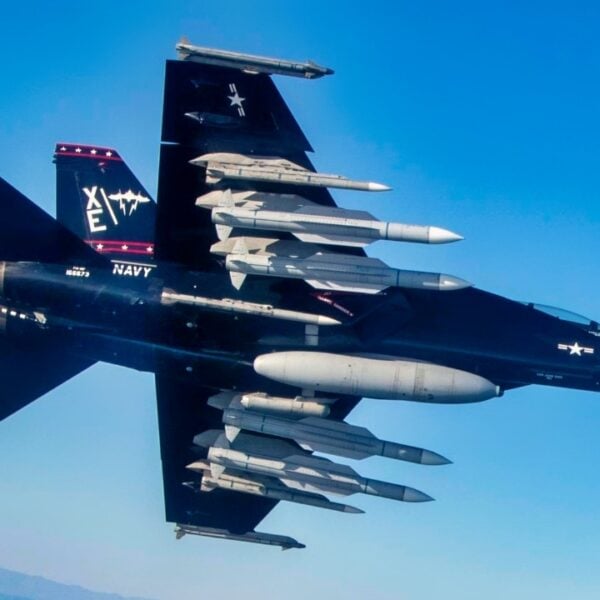 A U.S. Navy F/A-18F and F-35, both assigned to Air Test and Evaluation Squadron (VX) 9, fly over the Point Mugu Sea Range in Southern California with a U.S. Air Force F-15 during Gray Flag 2024 on Sept. 24, 2024. Gray Flag is an annual large-force test event that brings the joint force together to test and evaluate multi-domain systems in a maritime environment, ensuring our nation’s warfighters are equipped with effective, interoperable systems that will help them deter aggression, protect our nation’s prosperity and security, and return home safely to their families. (U.S. Navy photo by Lt. Cmdr. Kory Hughs)