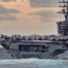 (Jan. 31, 2019) The Nimitz-class aircraft carrier USS Dwight D. Eisenhower (CVN 69) transits the Atlantic Ocean. Eisenhower is conducting operations in the Atlantic Ocean as part of Carrier Strike Group 10. (U.S. Navy photo by Mass Communication Specialist 3rd Class Kody A. Phillips/Released)