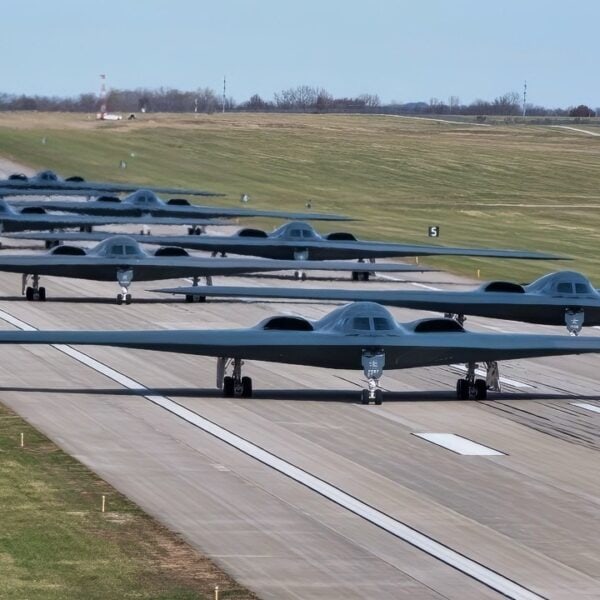 B-2 Spirit stealth bombers assigned to Whiteman Air Force Base taxi and take-off during exercise Spirit Vigilance on Whiteman Air Force Base on November 7th, 2022. Routine exercises like Spirit Vigilance assure our allies and partners that Whiteman Air Force Base is ready to execute nuclear operations and global strike anytime, anywhere. (U.S. Air Force photo by Airman 1st Class Bryson Britt)