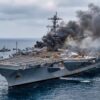 Ford-Class Aircraft Carrier on Fire U.S. Navy