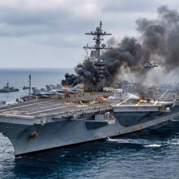 Ford-Class Aircraft Carrier on Fire U.S. Navy