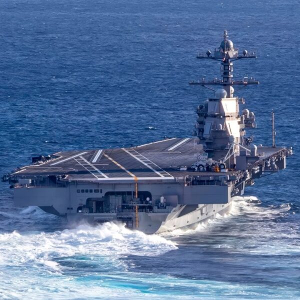 ATLANTIC OCEAN (Oct. 29, 2019) USS Gerald R. Ford (CVN 78) conducts high-speed turns in the Atlantic Ocean. Ford is at sea conducting sea trials following the in port portion of its 15 month post-shakedown availability. (U.S. Navy photo by Mass Communication Specialist 3rd Class Connor Loessin)