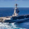 ATLANTIC OCEAN (Oct. 29, 2019) USS Gerald R. Ford (CVN 78) conducts high-speed turns in the Atlantic Ocean. Ford is at sea conducting sea trials following the in port portion of its 15 month post-shakedown availability. (U.S. Navy photo by Mass Communication Specialist 3rd Class Connor Loessin)
