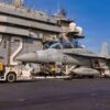 An F/A-18F Super Hornet, attached to Strike Fighter Squadron (VFA) 41, is taxied on the flight deck of Nimitz-class aircraft carrier USS Abraham Lincoln (CVN 72) in support of Operation Epic Fury, March 6, 2026. Abraham Lincoln is deployed to the U.S. 5th Fleet area of operations to support maritime security and stability in the Middle East. (U.S. Navy photo)