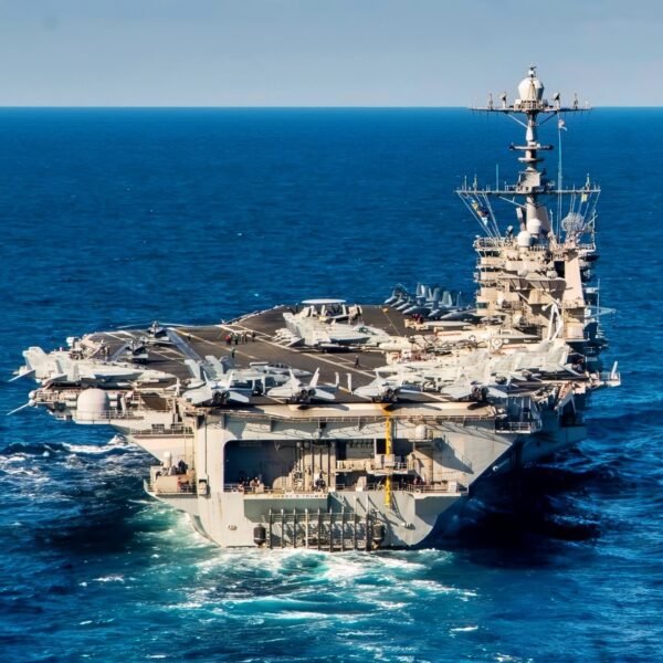 MEDITERRANEAN SEA (Jan. 22, 2021 The Arleigh Burke-class guided-missile destroyer USS Gravely (DDG 107) breaks away from the Nimitz-class aircraft carrier USS Harry S. Truman (CVN 75) following a replenishment-at-sea exercise, Jan. 22, 2022. The Harry S. Truman Carrier Strike Group is on a scheduled deployment in the U.S. Sixth Fleet area of operations in support of naval operations to maintain maritime stability and security, and defend U.S., allied and partner interests in Europe and Africa. (U.S. Navy photo by Mass Communication Specialist 3rd Class Bela Chambers)