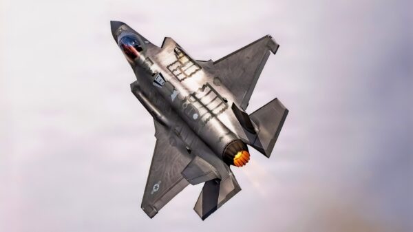 A U.S. Air Force F-35A Lightning II flies over the 56th Fighter Wing during Luke Days 2026, March 22, 2026, at Luke Air Force Base, Arizona. Luke Days 2026 highlights the precision and professionalism required to generate combat airpower and sustain the nation’s defense. Currently in operational service, the F-35A integrates stealth technology and advanced sensors to detect and defeat threats while maintaining air dominance. Opportunities for the public to see military aviation up close helps build appreciation for the readiness of the joint force. (U.S. Air Force photo by Senior Airman Belinda Guachun-Chichay)