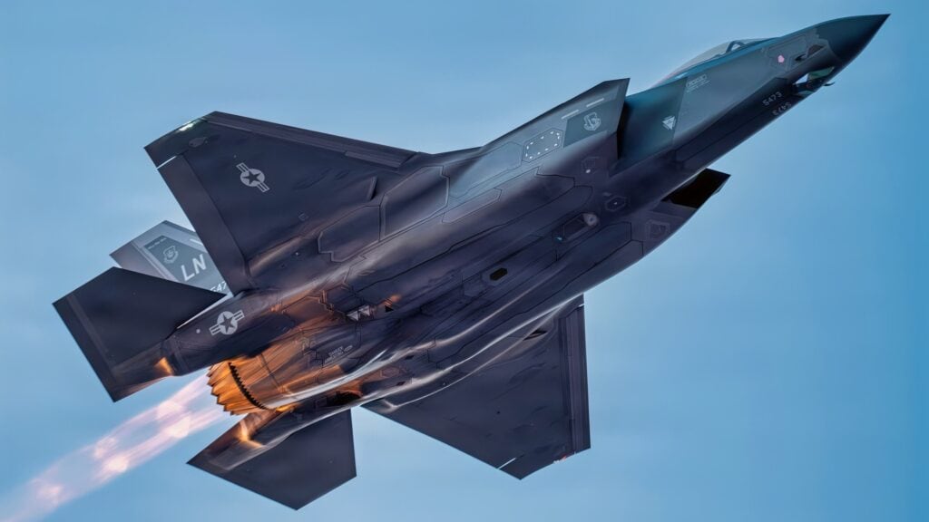 A U.S. Air Force F-35 takes flight in the Middle East in support of Operation Epic Fury, March 2, 2026. (U.S. Air Force Photo)