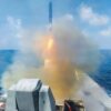 Arleigh Burke-class guided-missile destroyer USS Spruance (DDG 111) fires a Tomahawk Land Attack Missile (TLAM) in support of Operation Epic Fury, Feb. 28, 2026. (U.S. Navy photo)