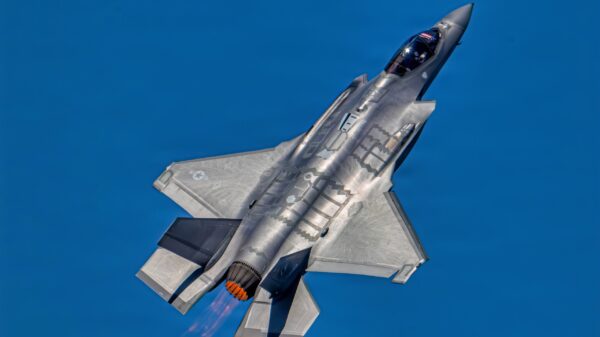 U.S. Air Force Maj. Sean “Rambo” Loughlin, pilot of the F-35A Demonstration Team, performs aerial maneuvers during a performance at Luke Days Airshow at Luke Air Force Base, Arizona, March 20, 2026. The team showcases the capabilities of the Air Force’s premier fifth-generation fighter to inspire current and future generations of Airmen. (U.S. Air Force photo by Staff Sgt. Nicholas Rupiper)