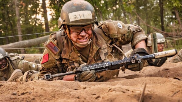 Basic Combat Training, also known as “boot camp,” is the process in transforming civilian volunteers into Soldiers. Over 10 weeks, trainees will go through four phases that cover Army core values, physical training, first aid, hand grenades, obstacle course, basic rifle marksmanship, navigation, and three separate field exercises. Basic training produces Soldiers that are disciplined, resilient, physically fit and competent in their basic skills who can successfully contribute as members of a team when they arrive at their first unit of assignment. (US Army photo by Robin Hicks)