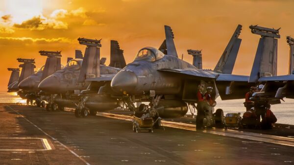 Aircraft is staged for flight operations on the flight deck of Nimitz-class aircraft carrier USS Abraham Lincoln (CVN 72) in support of Operation Epic Fury, Mar. 3, 2026. (U.S. Navy photo)