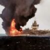 USS Enterprise (CVN-65) Aircraft Carrier on Fire