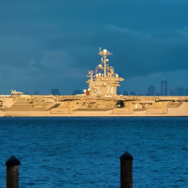 MANCHESTER, Wash. (November 3, 2017) USS John C. Stennis (CVN 74) transits Elliott Bay with Seattle in the background as it gets underway from Naval Base Kitsap's Puget Sound Naval Shipyard and Intermediate Maintenance Facility. Stennis is underway conducting training as it continues preparing for its next scheduled deployment. (U.S. Navy photo by Mass Communication Specialist 2nd Class Vaughan Dill/Released)