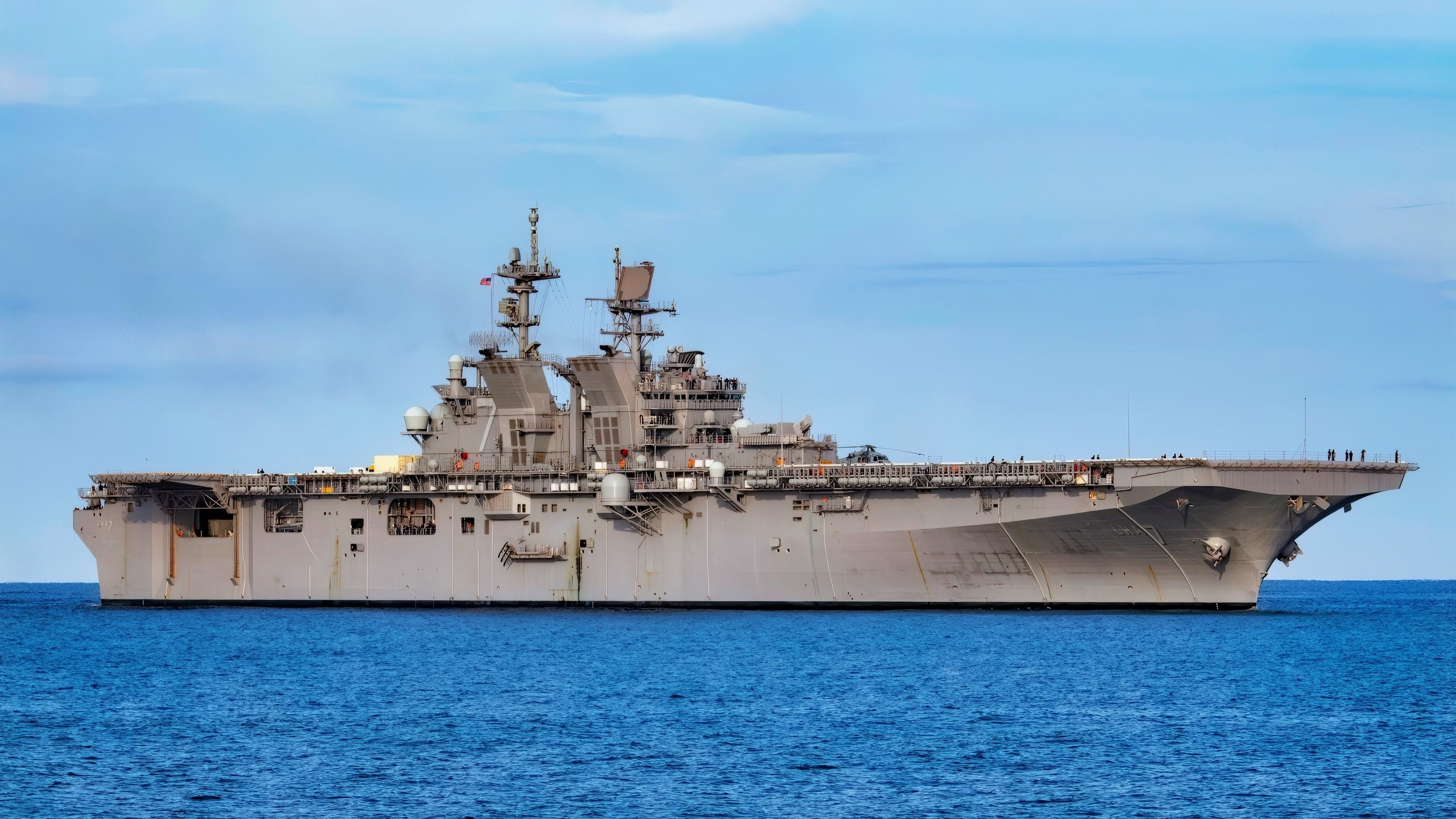 GUANTANAMO BAY, Cuba (Aug. 3, 2020) The amphibious assault ship USS Tripoli (LHA 7), the second America-class amphibious assault ship, transits toward Naval Station Guantanamo Bay, Aug. 3, 2020. Tripoli commissioned July 15 and is en route to homeport in San Diego. Naval Station Guantanamo Bay is the forward, ready, irreplaceable U.S. sea power platform in the Caribbean. (U.S. Navy photo by Mass Communication Specialist 2nd Class Samantha Oblander)