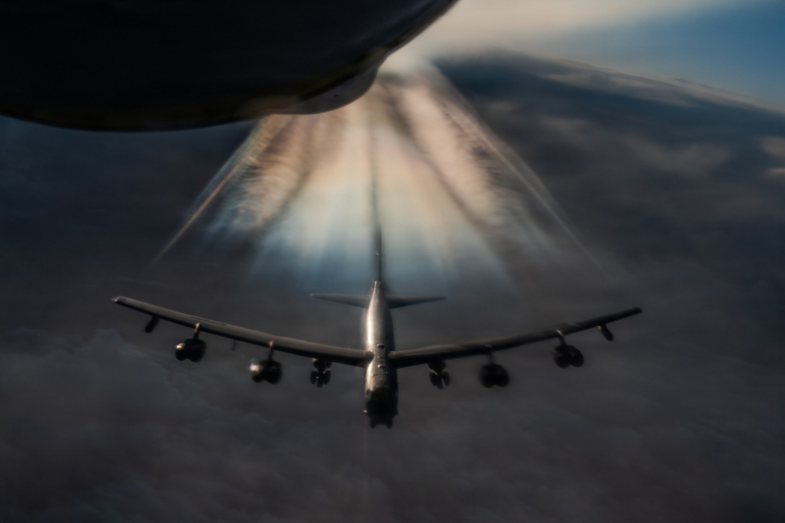 A U.S. Air Force KC-135 Stratotanker aircraft prepares to refuel a B-52H Stratofortress aircraft during Operation Epic Fury over the U.S. Central Command area of responsibility, March 20, 2026. (U.S. Air Force photo)