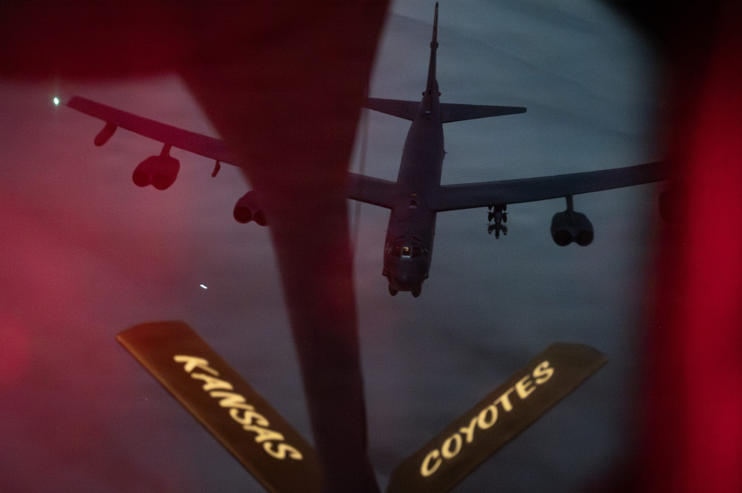 A U.S. Air Force B-52 Stratofortress aircraft flies over the U.S. Central Command area of responsibility during Operation Epic Fury, March 26, 2026. (U.S. Air Force photo)