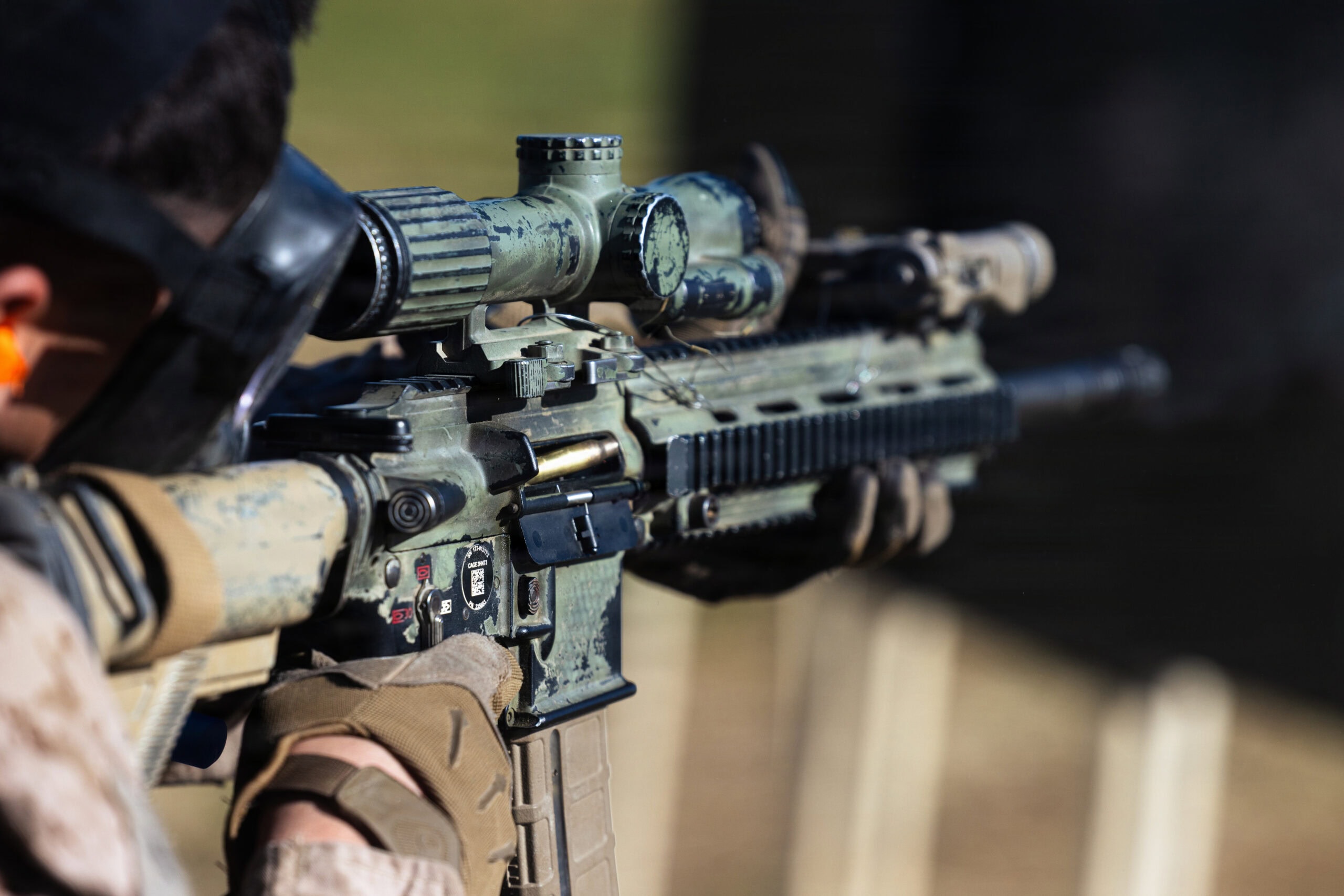 U.S. Marines with 1st Battalion, 1st Marine Regiment, 1st Marine Division, conduct a night patrol during the annual 1st MARDIV squad competition at Marine Corps Base Camp Pendleton, California, March 19, 2026. The 1st MARDIV squad competition is a four-day event that evaluates a Marine rifle squad’s infantry skills, fitness, toughness, and small unit tactics. (U.S. Marine Corps photo by Sgt. Vincent Needham)