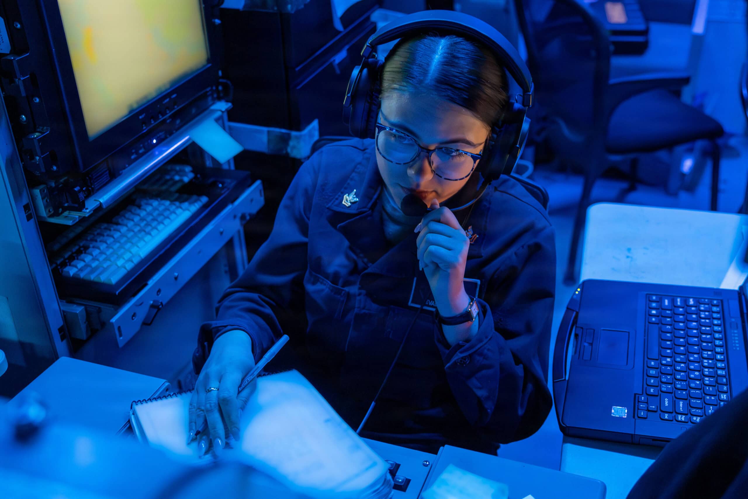 (April 7, 2026) Cryptologic Technician (Technical) 2nd Class Evalyn Allen stands Electronic Warfare Supervisor watch aboard Arleigh Burke-class guided-missile destroyer USS Gonzalez (DDG 66), April 7, 2026. Gonzalez is on a scheduled deployment in the U.S. 6th Fleet area of operations to support the war fighting effectiveness, lethality and readiness of U.S. Naval Forces Europe-Africa, and defend U.S., Allied and partner interests in the region. (U.S. Navy photo by Mass Communication Specialist 3rd Class Mark Peña)
