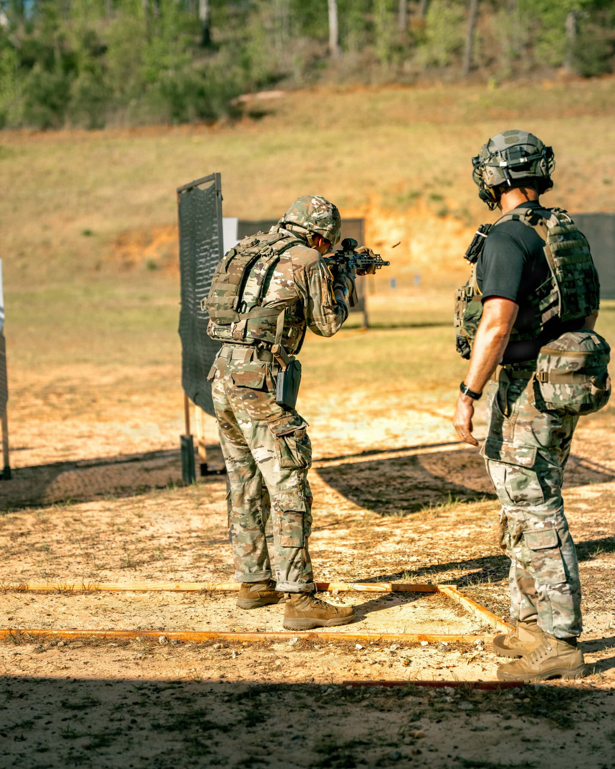 U.S. Army Spc. Caleb Godbold (Team 49), assigned to the 75th Ranger Regiment, engages a target during the 42nd David E. Grange, Jr. Best Ranger Competition on Fort Benning, Georgia, April 10, 2026. The Best Ranger Competition is a grueling three-day event that pushes the Army’s toughest two-man teams to their absolute physical and mental limits in the ultimate test of endurance, skill, and true grit. (U.S. Army photo by Spc. Luke Sullivan)