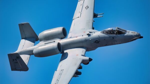 An A-10 Thunderbolt II flies over Grand Bay Bombing and Gunnery Range at Moody Air Force Base, Ga., Feb. 18, 2016. Multiple U.S. Air Force aircraft within Air Combat Command conducted joint aerial training that showcased the aircrafts tactical air and ground maneuvers, as well as its weapons capabilities. (U.S. Air Force photo by Staff Sgt. Brian J. Valencia/Released)
