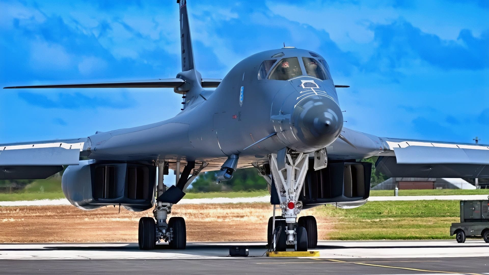 A U.S. Air Force B-1B Lancer assigned to the 34th Expeditionary Bomb Squadron undergoes pre-flight checks prior to a mission in support of Bomber Task Force 25-1, at Andersen Air Force Base, Jan. 31, 2025. The United States will continue to assure Allies and partners while simultaneously deterring opportunistic acts of aggression through forward presence and the ability to rapidly respond to crises. (U.S. Air Force photos by Airman 1st Class Alec Carlberg)