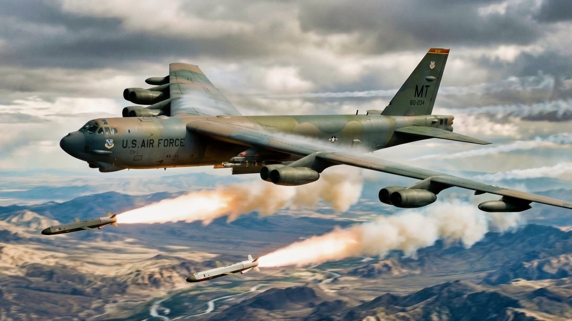 B-52 Bomber Firing Cruise Missiles