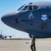 A B-52 Stratofortress from Barksdale AFB is parked on the flight line at Fairchild Air Force Base, Washington, Aug. 16, 2022. The B-52s landed at Fairchild to conduct their own Agile Combat Employment exercise creating more multi-capable Airmen ready to deploy anywhere, anytime. (U.S. Air Force photo by Staff Sgt. Lawrence Sena)