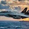 F-14 Tomcat Near Aircraft Carrier