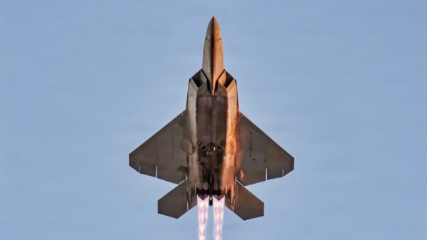 U.S. Air Force Capt. Nick “Laz” Le Tourneau, pilot and commander of the F-22 Raptor Aerial Demonstration Team, performs an aerial demonstration during the 52nd Annual SUN 'n FUN Aerospace Expo in Lakeland, Florida, April 14, 2026. Capt. Le Tourneau showcased the unmatched capabilities of the F-22 to the SUN ‘n FUN crowds by performing multiple series of combat maneuvers. (U.S. Air Force photo by Staff Sgt. Mary Bowers)